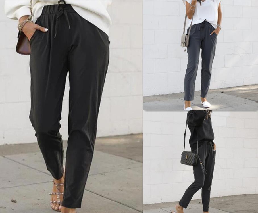 Drawstring Casual High-waist Pencil Pants