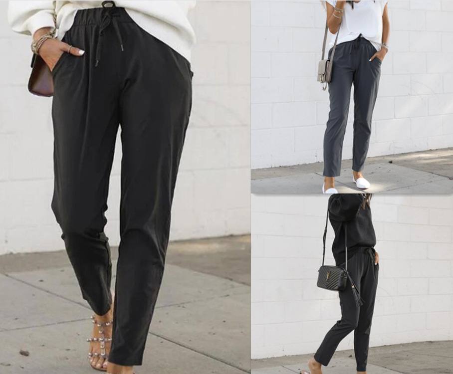 Drawstring Casual High-waist Pencil Pants