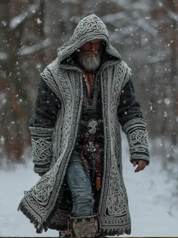 3D Digital Print Loose-Fit Hooded Sweater Cardigan Coat