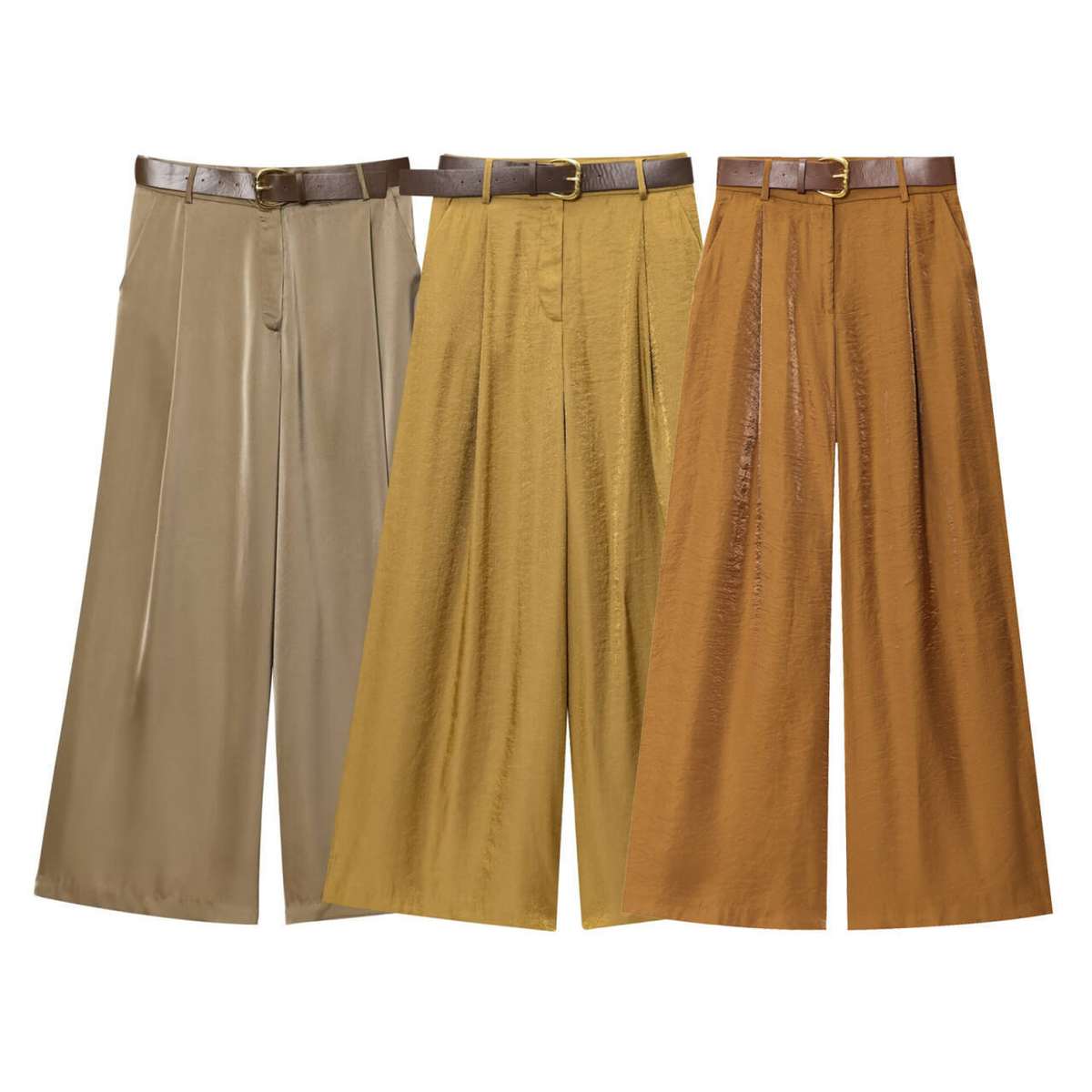 Versatile All-match Satin Casual Straight-leg Pants With A Belt