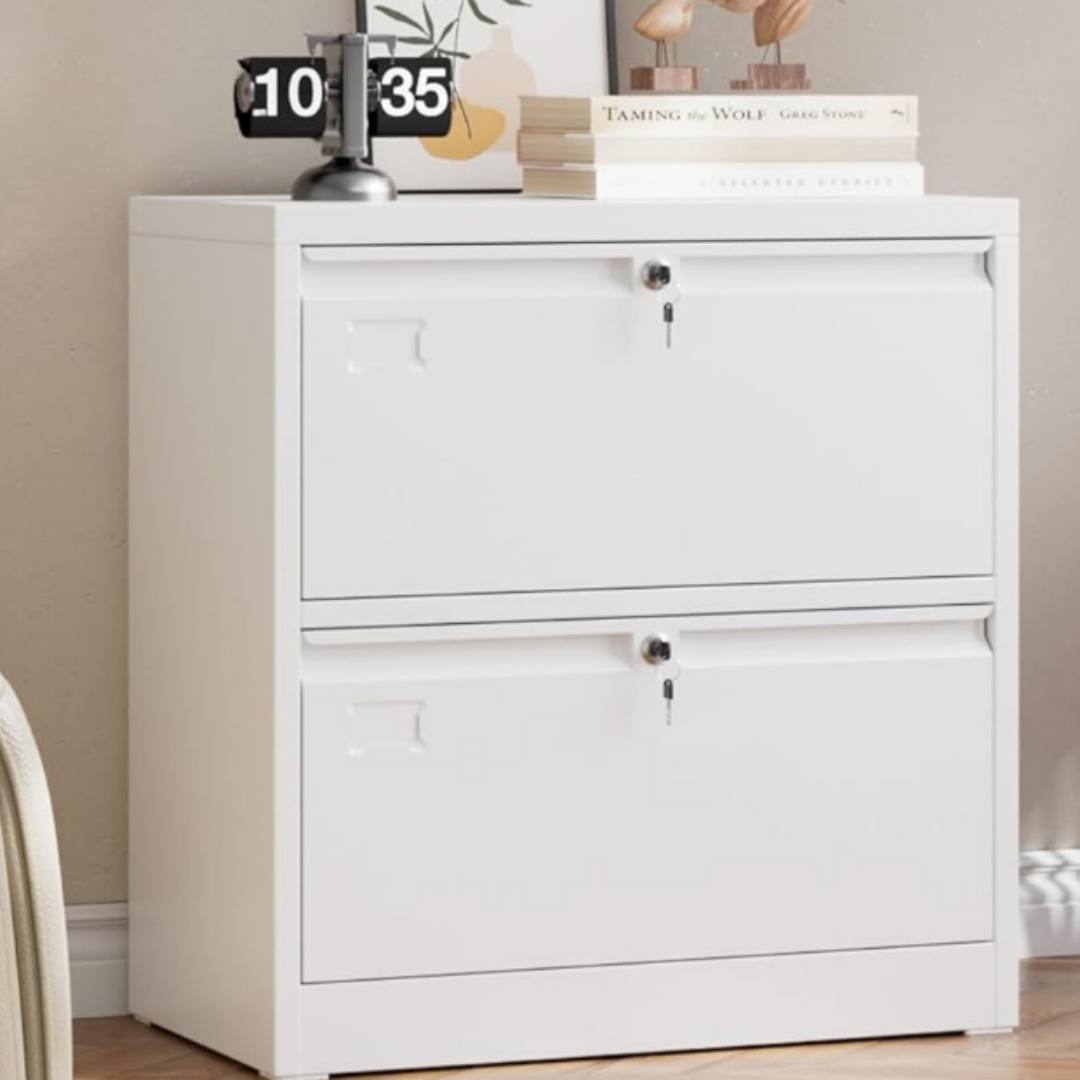 Metal 2 Drawer Lateral File Cabinet With 2 Lock Wide Filing Cabinet For Letter Legal Hanging Files