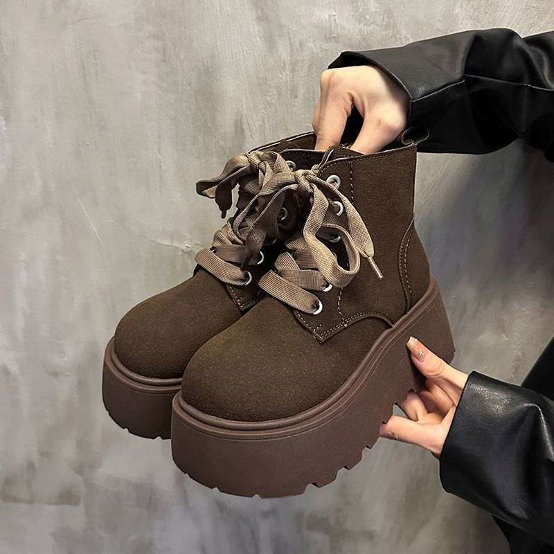 Stylish Chunky-soled Vintage Lace-up Versatile Boots For Women