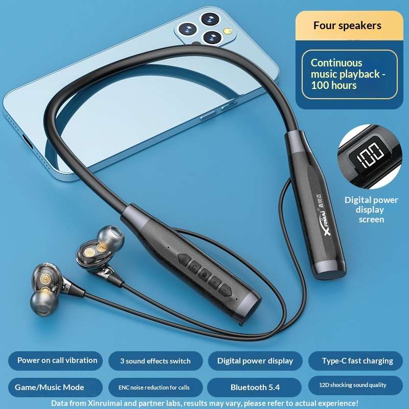 Heavy-bass Neckband Bluetooth Earphones With Ultra-long Battery Lifewireless Neckband Design For Workouts