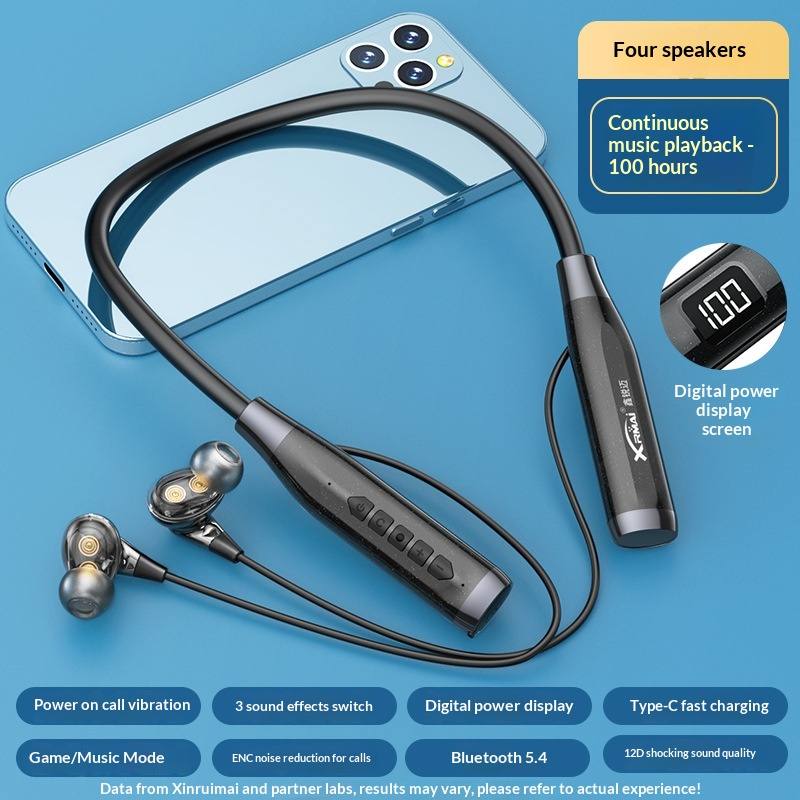 Heavy-bass Neckband Bluetooth Earphones With Ultra-long Battery Lifewireless Neckband Design For Workouts