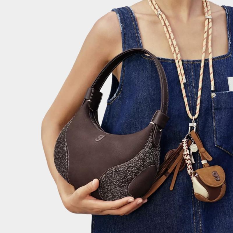 Womens Baseball Underarm Bag Crescent-Shaped Crossbody Bag