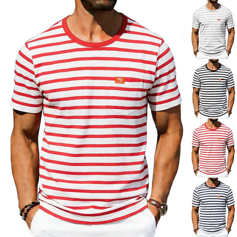 Men's Loose-fit Retro Simple Casual Crew-neck Short-sleeve T-shirt