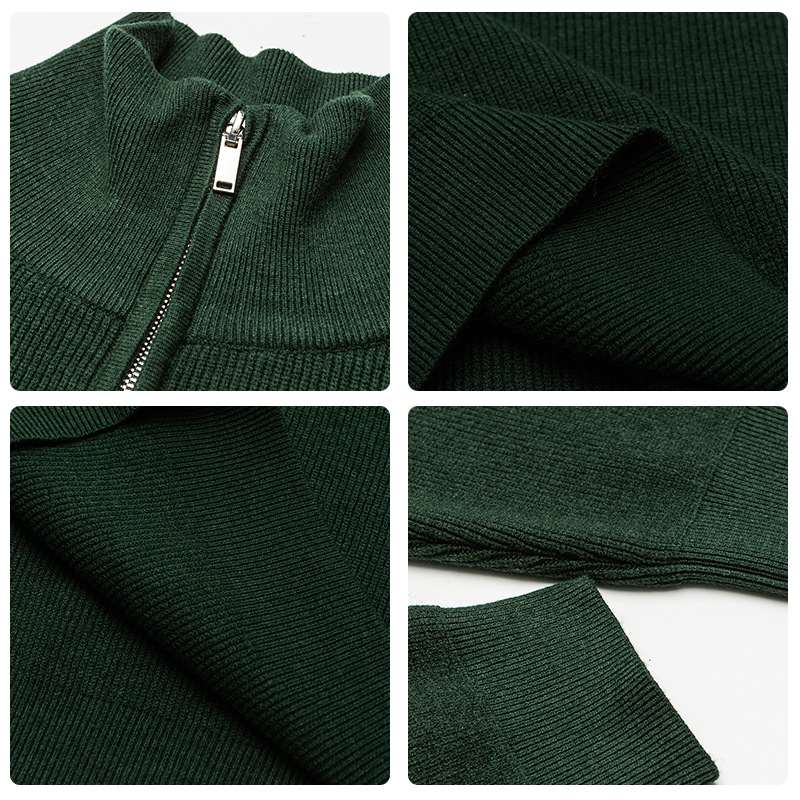 Solid-color Half-zip Senior-style Pullover Sweater
