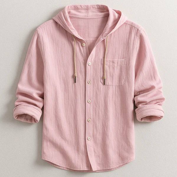 Men's Fashion Hooded Cotton-Linen Casual Long-Sleeve