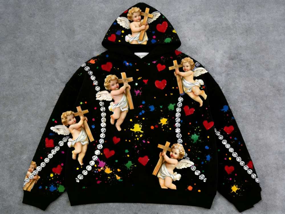 Hooded Mens Little Angel Print Sweatshirt
