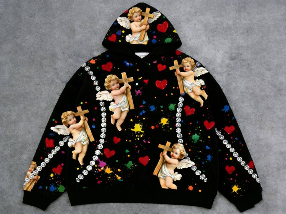 Hooded Mens Little Angel Print Sweatshirt