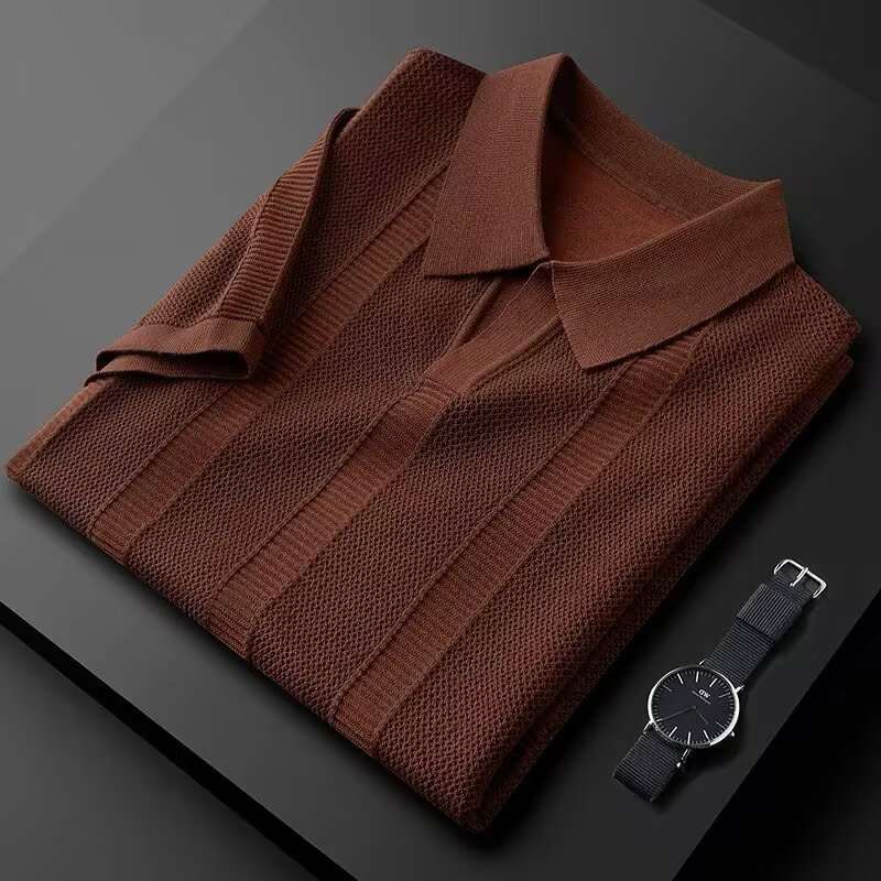 Men's Ice Silk Solid Color Short-Sleeve Top