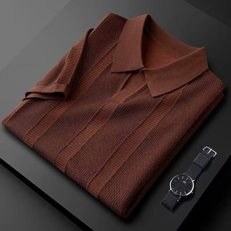 Men's Ice Silk Solid Color Short-Sleeve Top