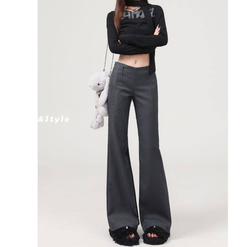 SpringSummer New Gray Sassy Low-Waist Flared Casual Pants