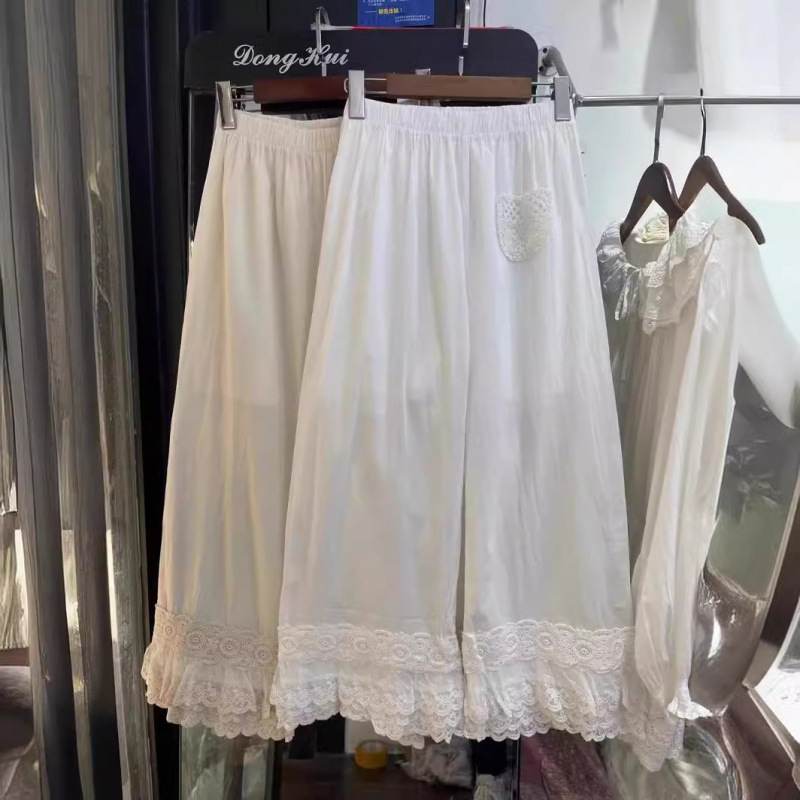 Artistic-style Wide-leg Pants Womens Loose-fitting Casual Cotton