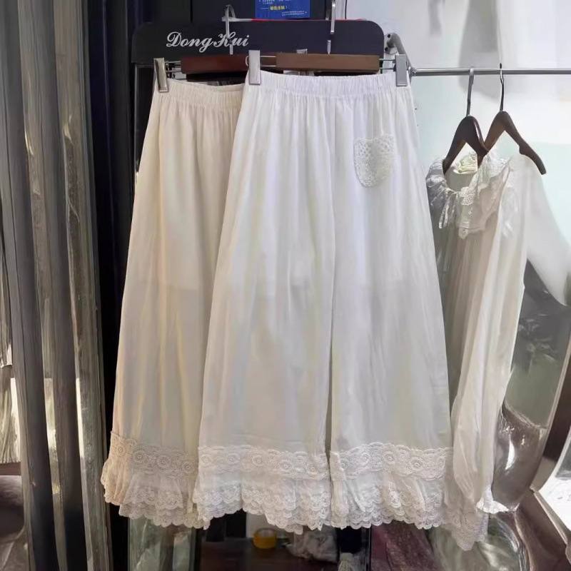 Artistic-style Wide-leg Pants Womens Loose-fitting Casual Cotton