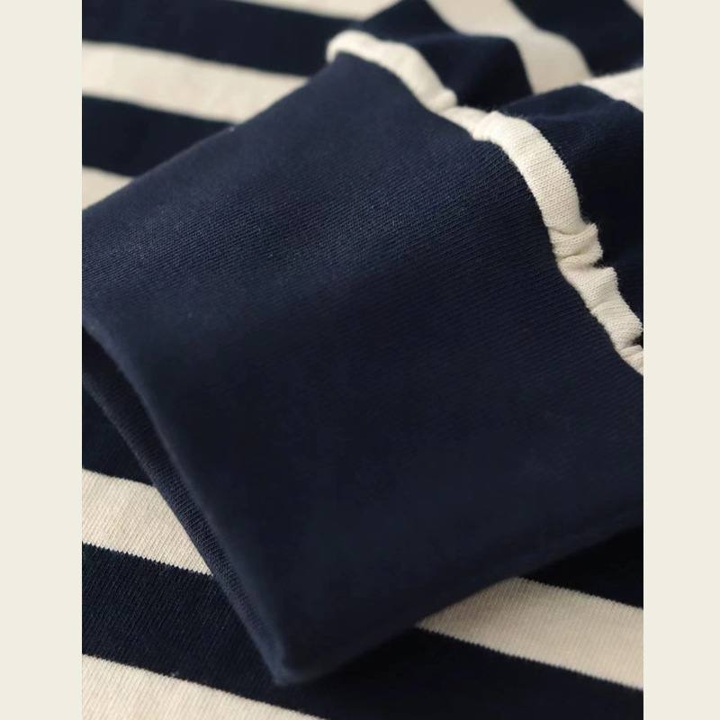 Men's Retro Henry Collar Striped Washed Cotton Long-Sleeve T-Shirt