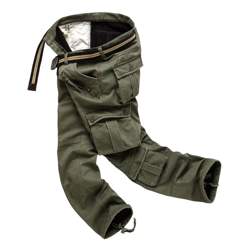 Mens Fleece-Lined Thickened Plus-Size Warm Loose-Fit Work Trousers