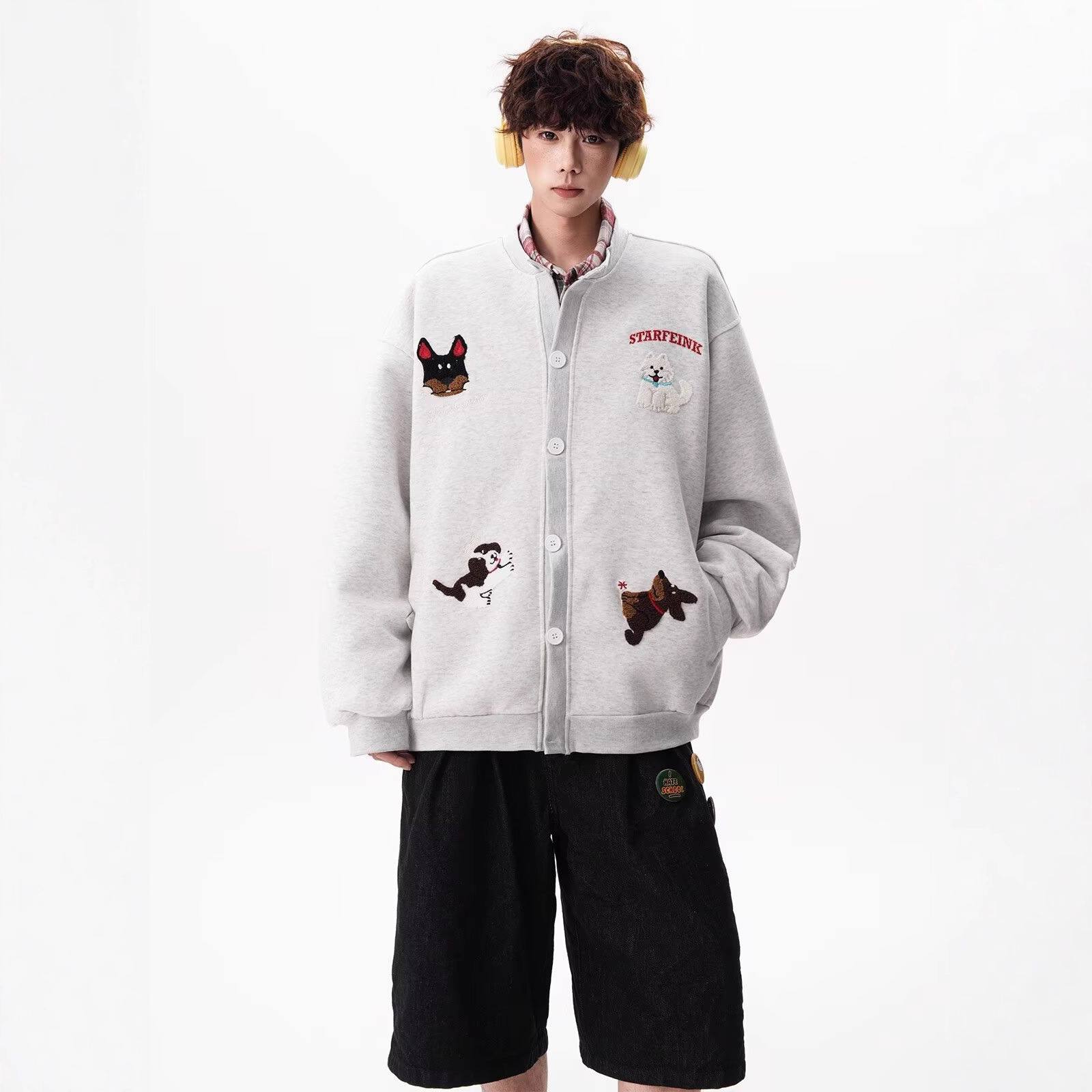 Men's Loose Casual Crew-Neck Couple Jacket Top