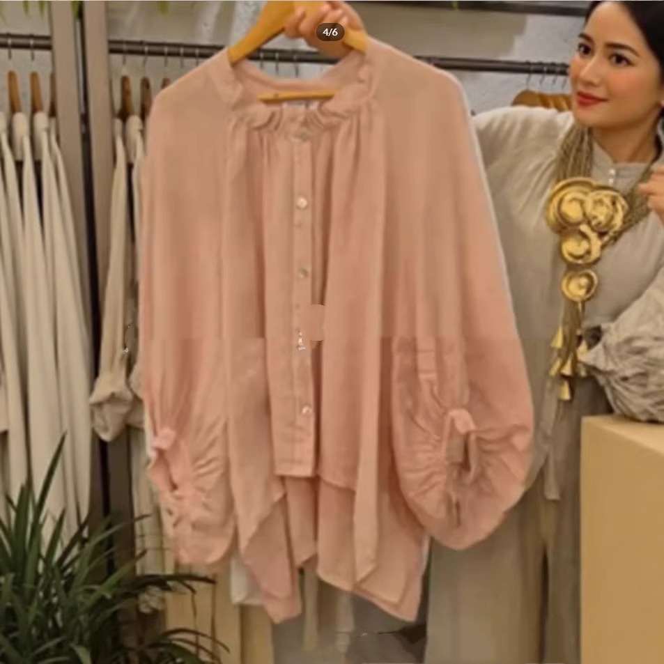 Women's Casual Loose Cotton-Linen Long-Sleeve Shirt