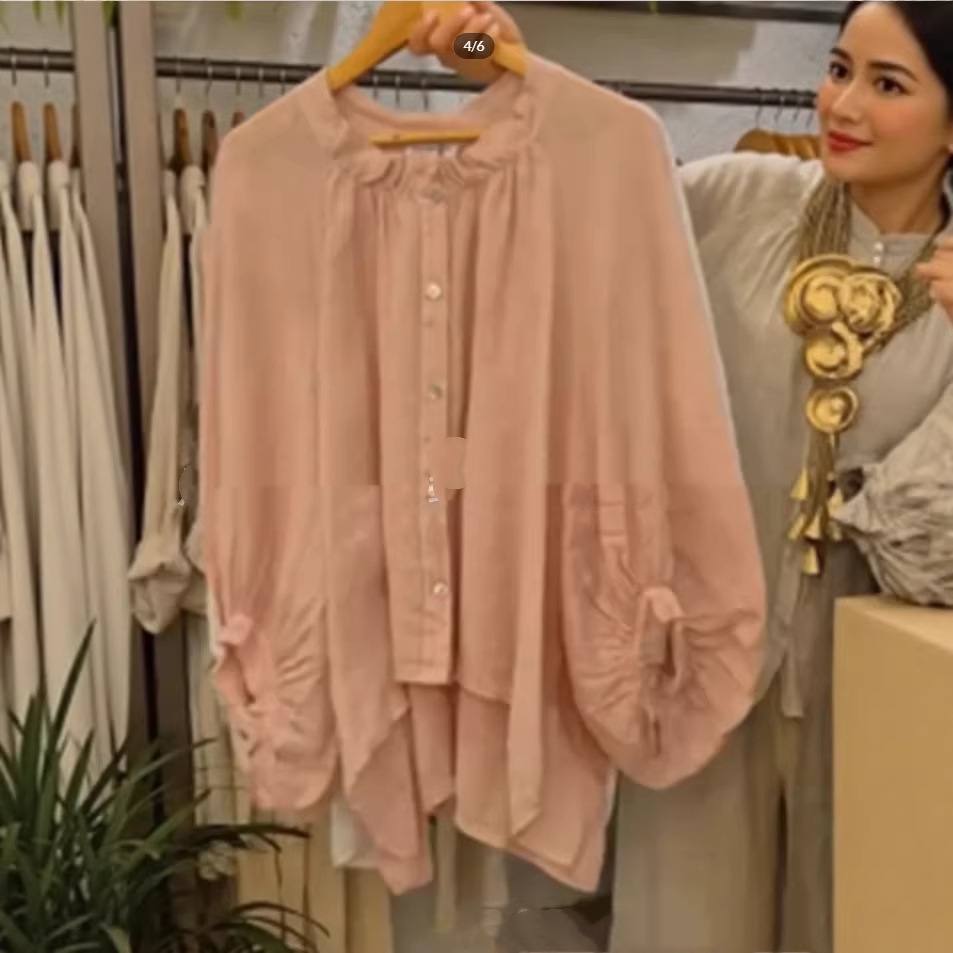 Women's Casual Loose Cotton-Linen Long-Sleeve Shirt