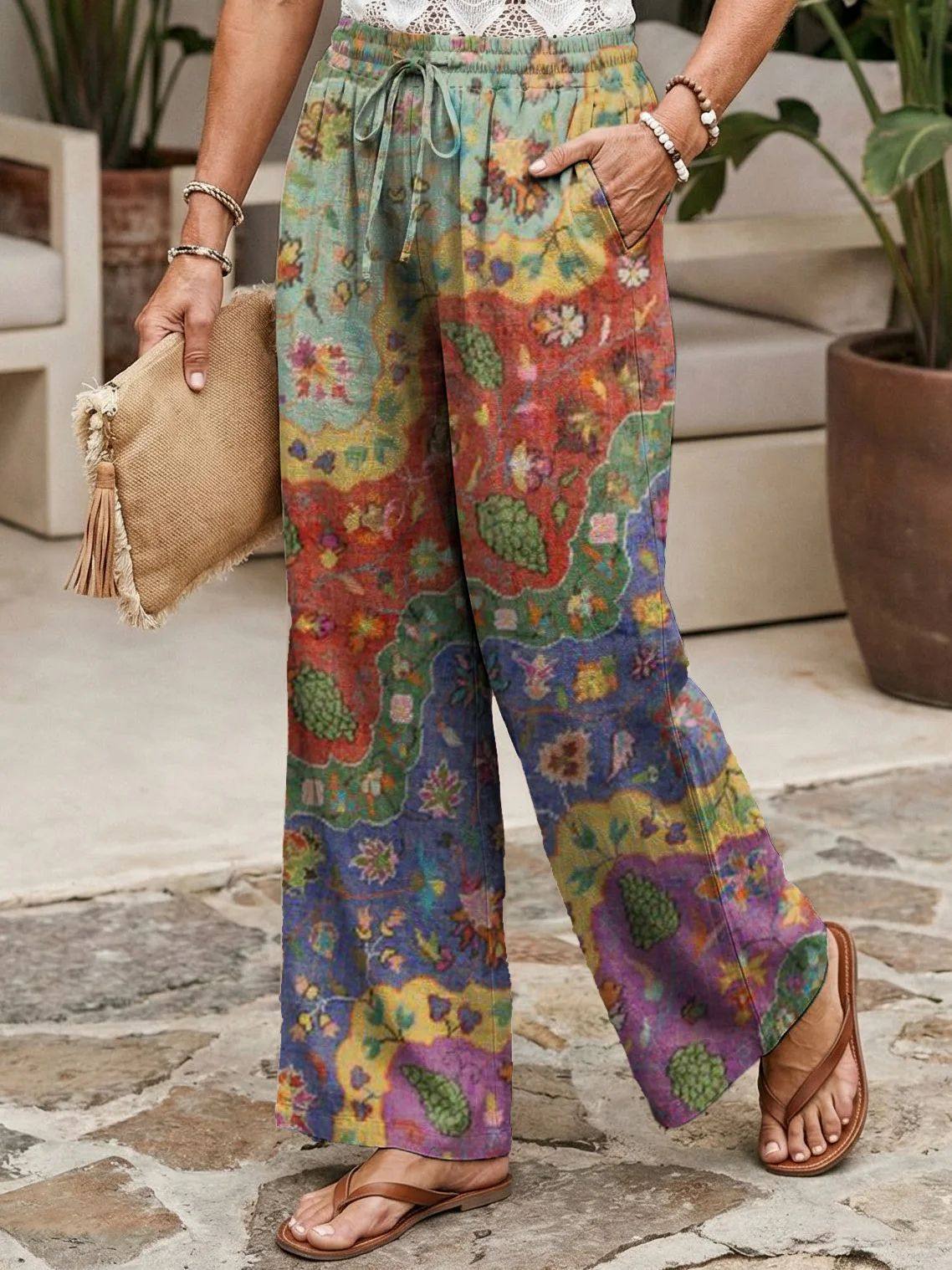Best-Selling Loose Casual Fashionable Wide-Leg Pants With Digital Print