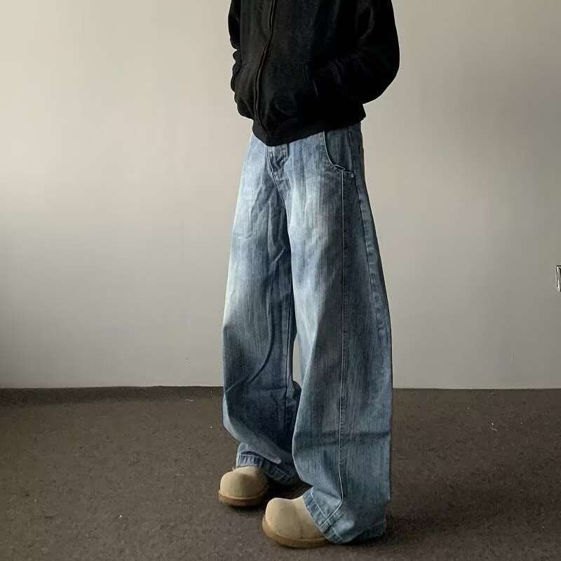 High-street Loose-fit Casual Wide-leg Straight Pants