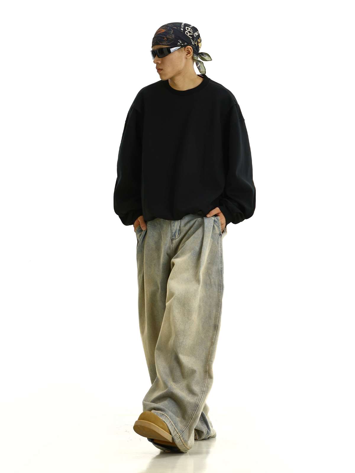 Niche Design Washed Straight-leg Pants With Pleats
