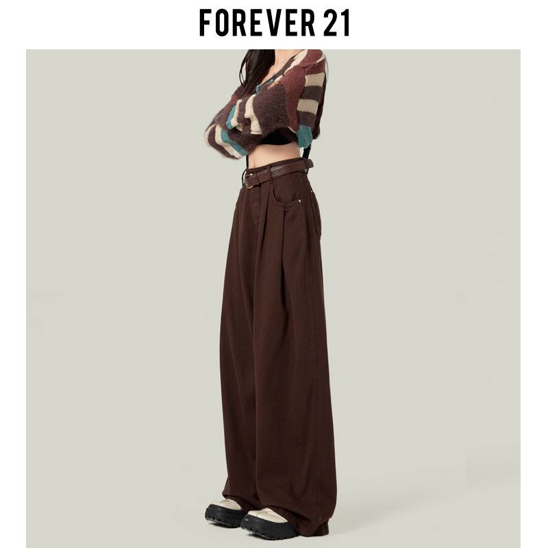 Coffee-colored Wide-leg Casual Jeans For Women