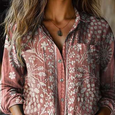 Casual Loose V-Neck Womens Shirt