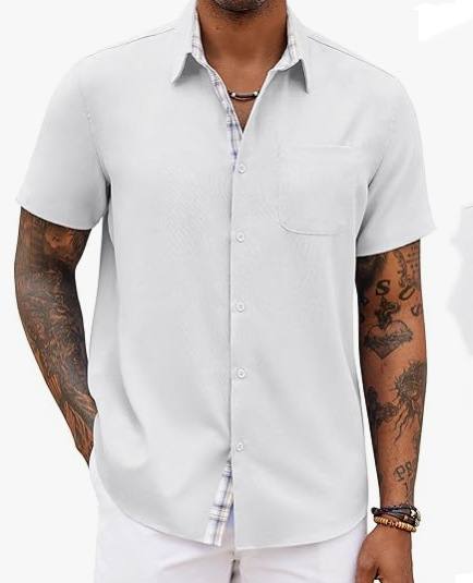 Loose-fitting Solid-color Linen Shirt For Men
