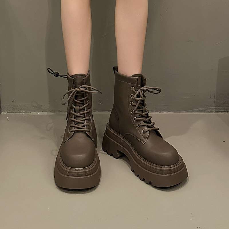 Versatile Vintage Chunky-heel Platform Short Boots