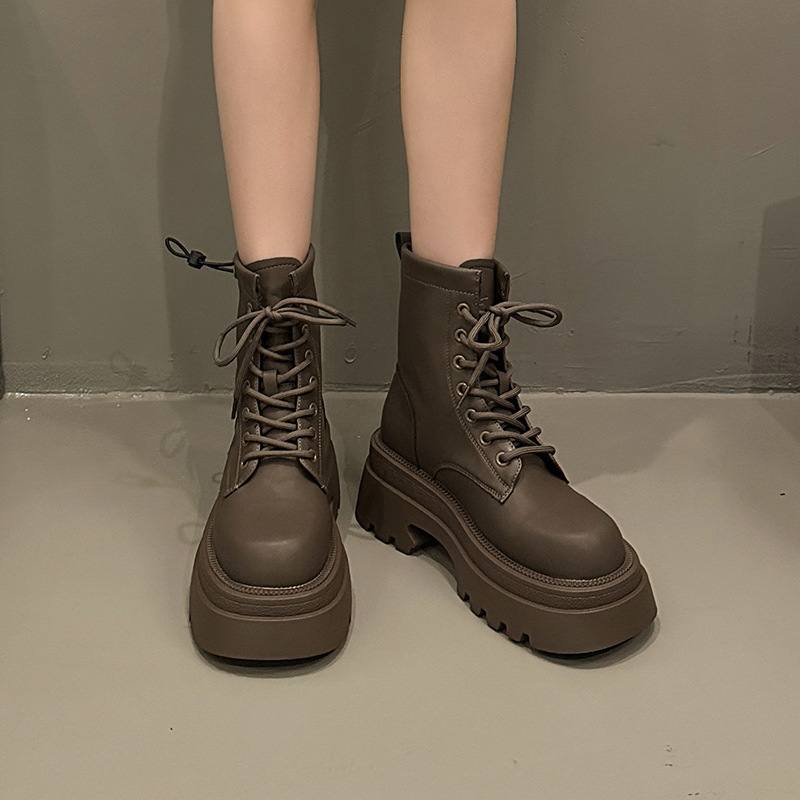 Versatile Vintage Chunky-heel Platform Short Boots