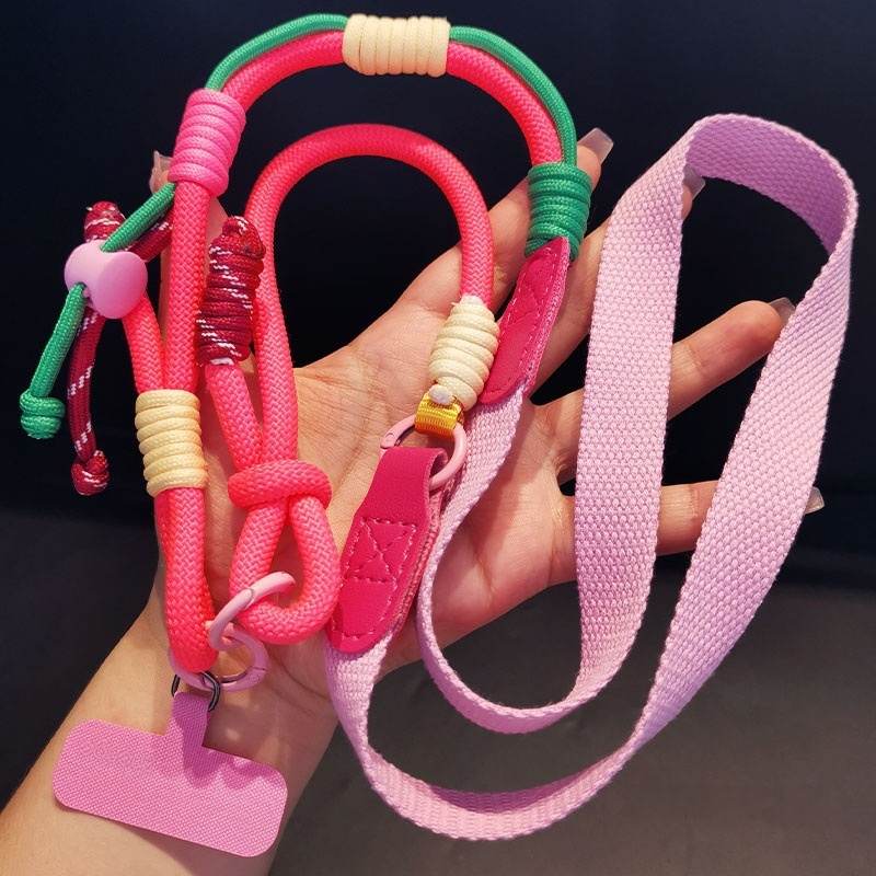 Long Crossbody Color-Block Woven Phone Lanyard