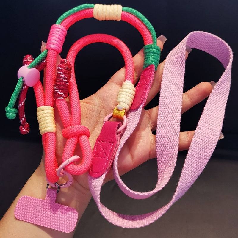 Long Crossbody Color-Block Woven Phone Lanyard