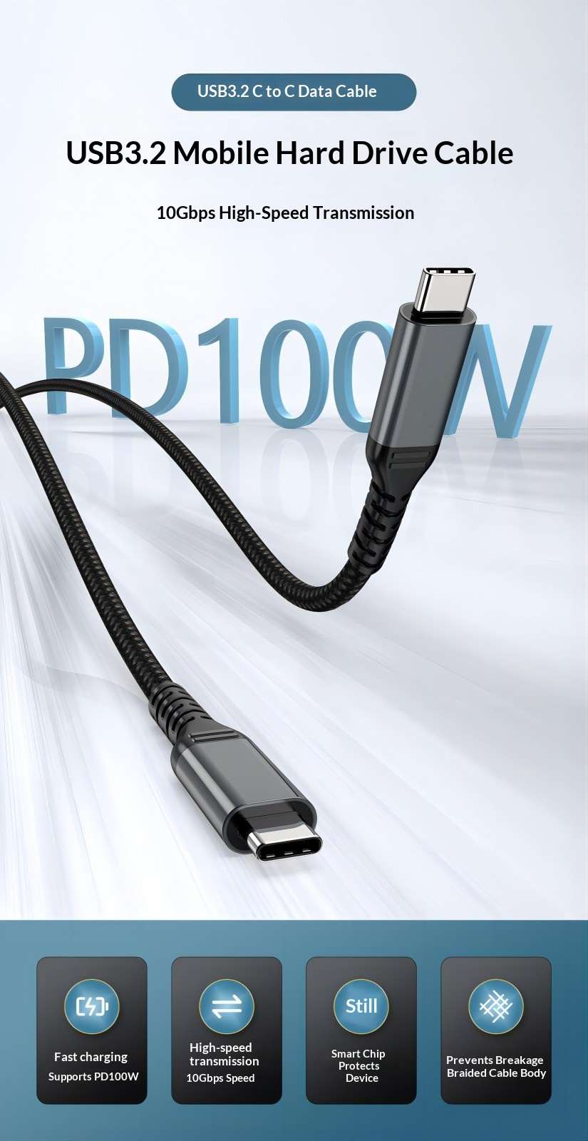 M2 SSD Dual-head Type-C Data Cable