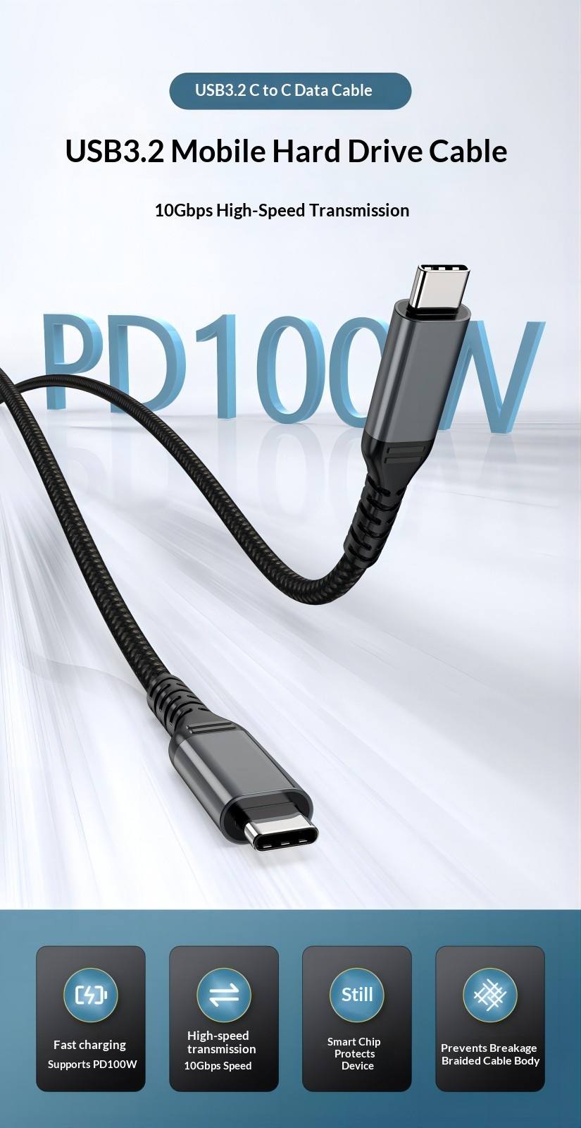 M2 SSD Dual-head Type-C Data Cable