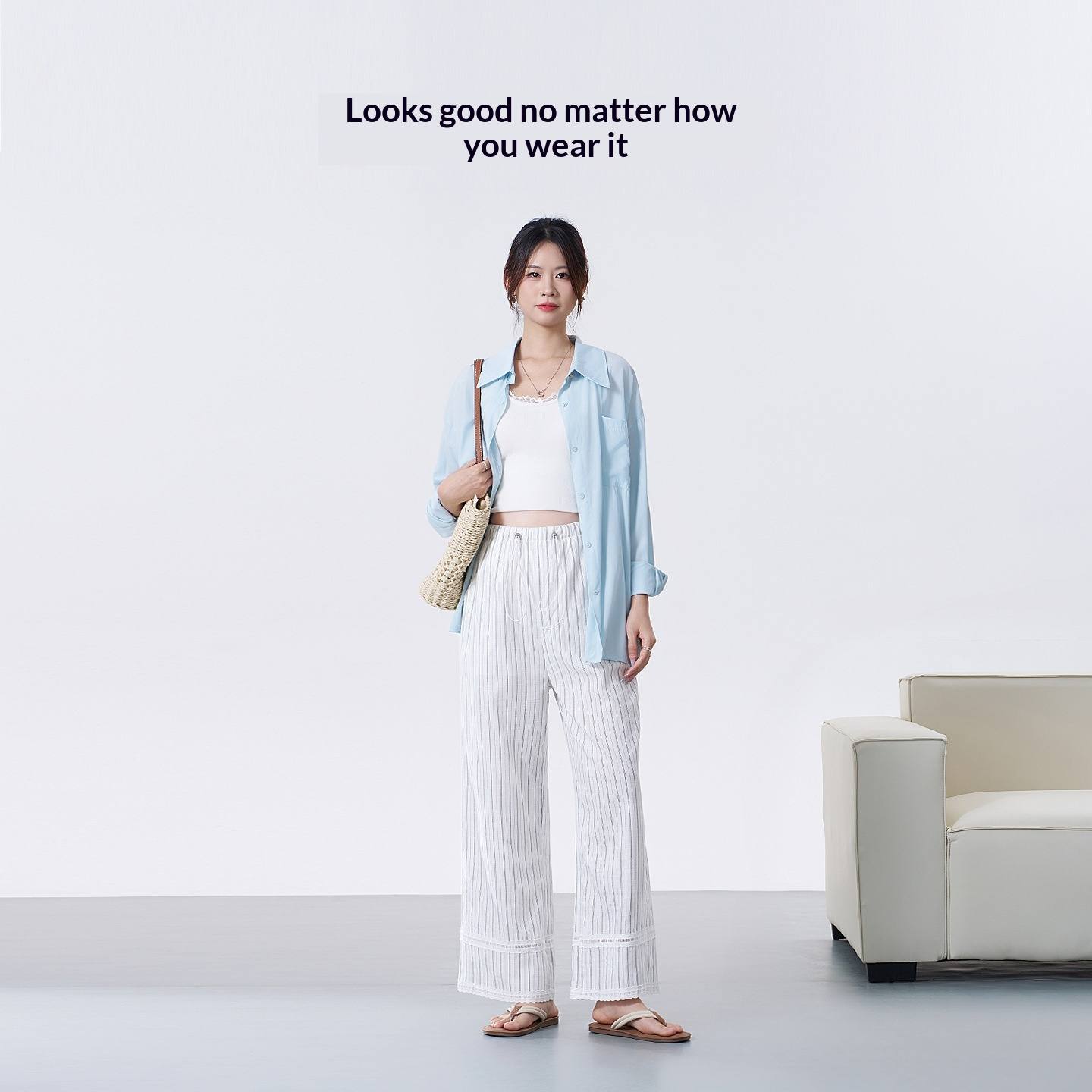 Maternity Wide-Leg Pants With Lace For Petite Women