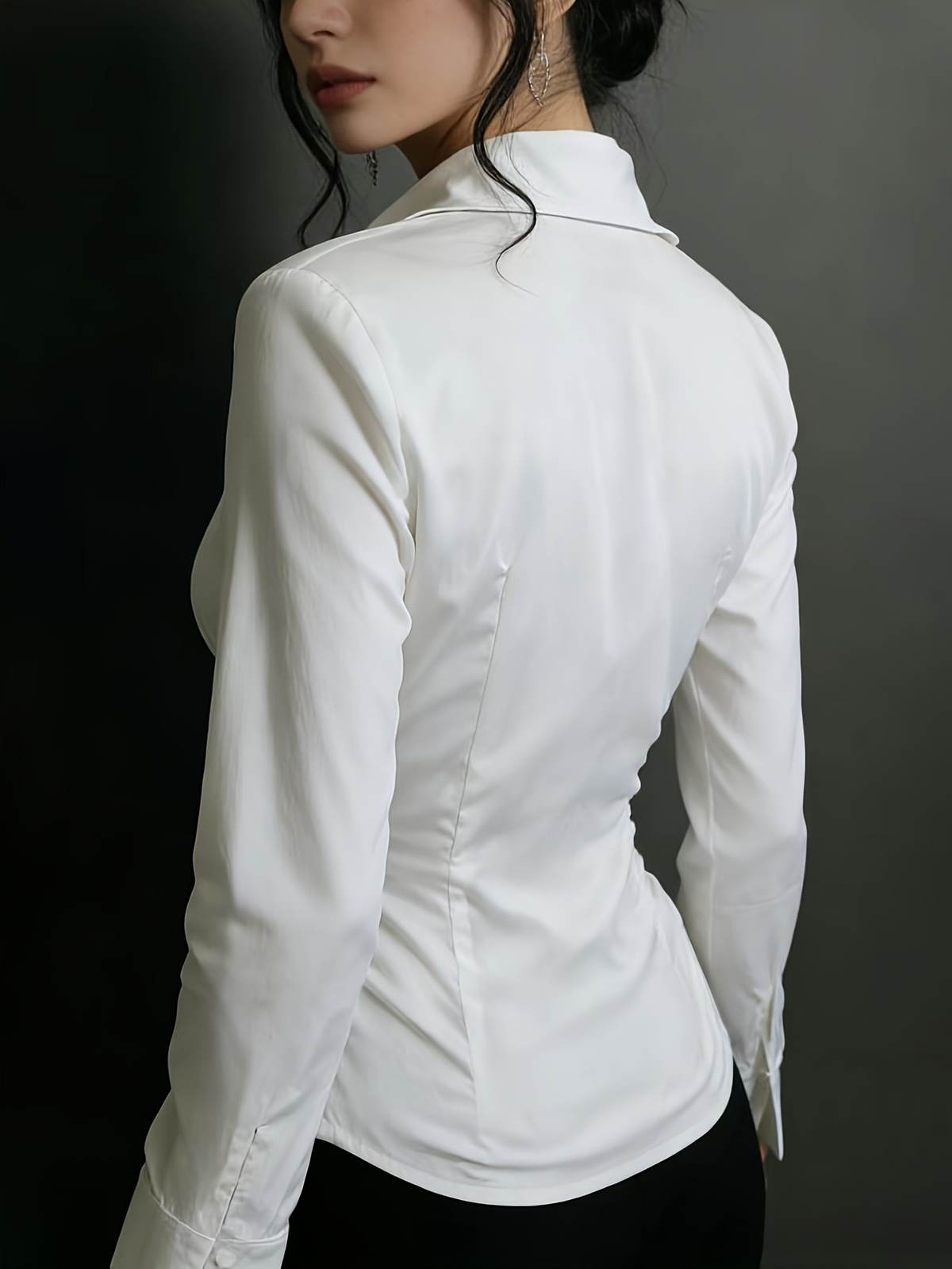 Elegant And Fashionable Womens Shirt With A Deep V-neck Design