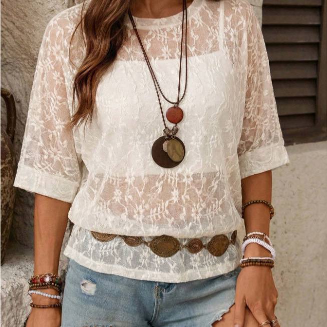 Loose-fitting Crewneck Short-sleeve T-shirt For Women