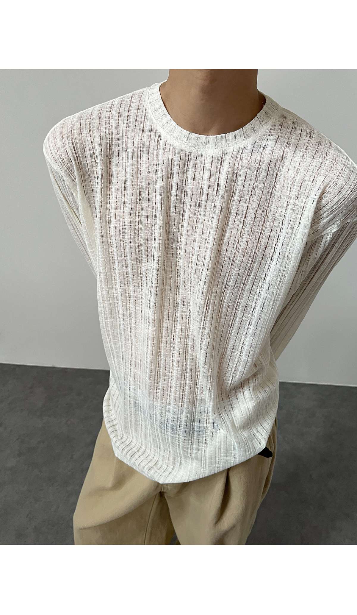 Korean Version Of Simple Hollow Pit Long Sleeve Knitted Top