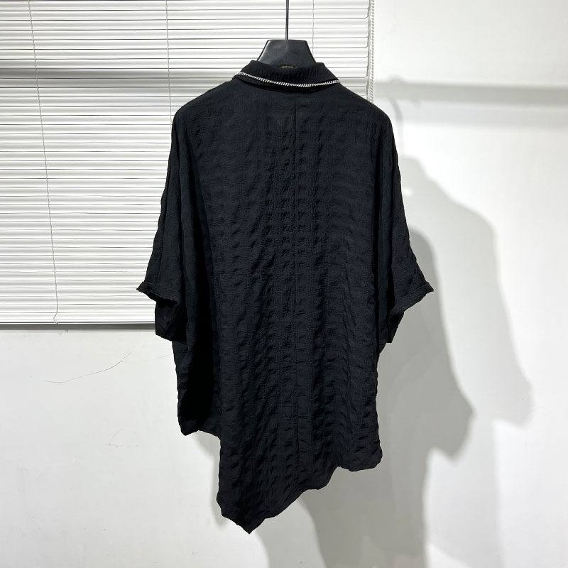 Batwing-sleeve Relaxed-fit Minimalist Shirt With A Slanted Hem