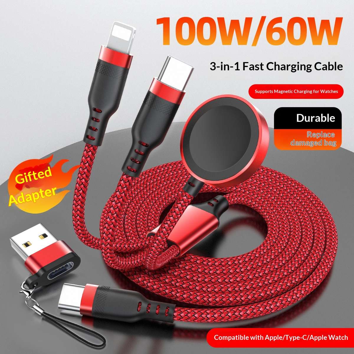 Magnetic Wireless Charging Watch Charger Type Car Data Cable