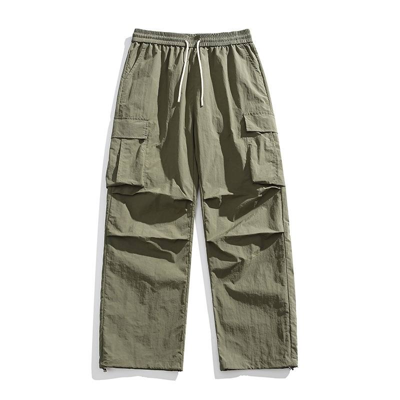 Summer Ice Silk Trousers Multi-Pocket Loose Straight-Cut Casual Sports Pants For Men