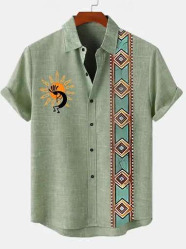 Retro Casual Short Sleeved Shirt For Men