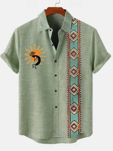 Retro Casual Short Sleeved Shirt For Men