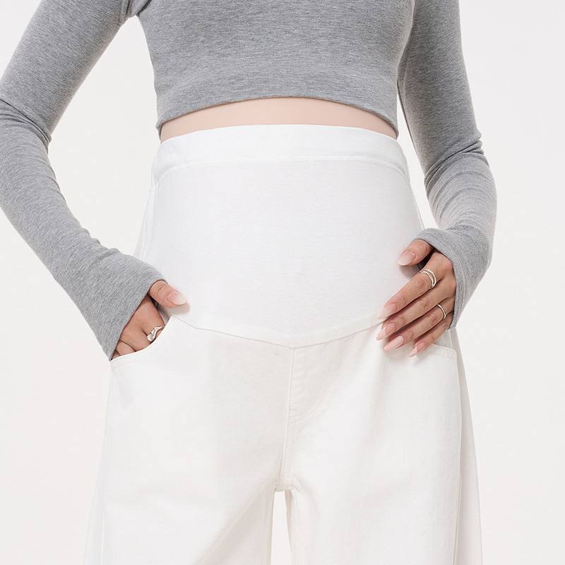 Maternity White Jeans With Belly Support That Dont Dig Into Your Stomach