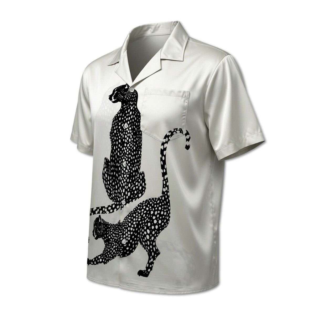 Retro Satin Cuban Collar Mens Short-Sleeve Shirt