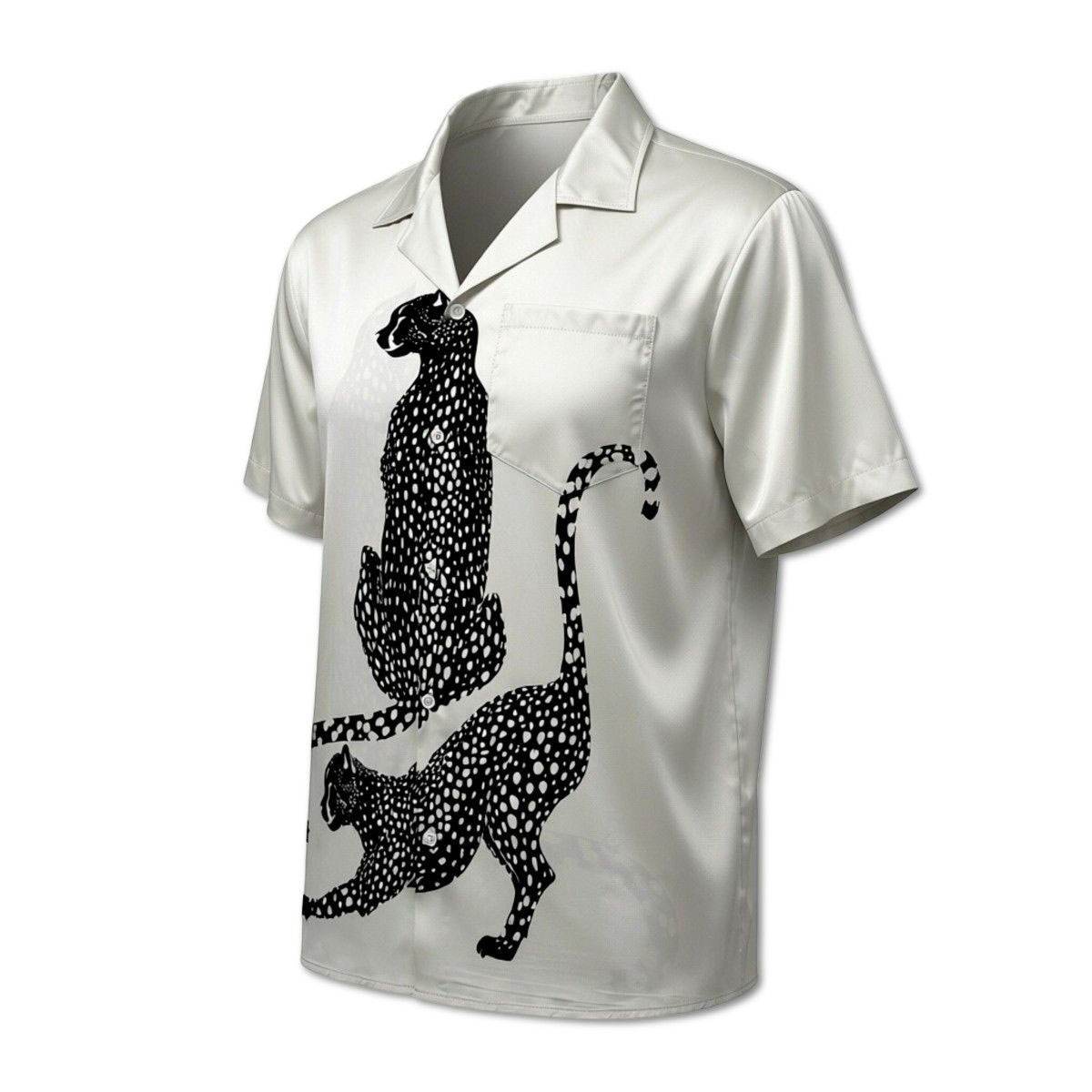 Retro Satin Cuban Collar Mens Short-Sleeve Shirt