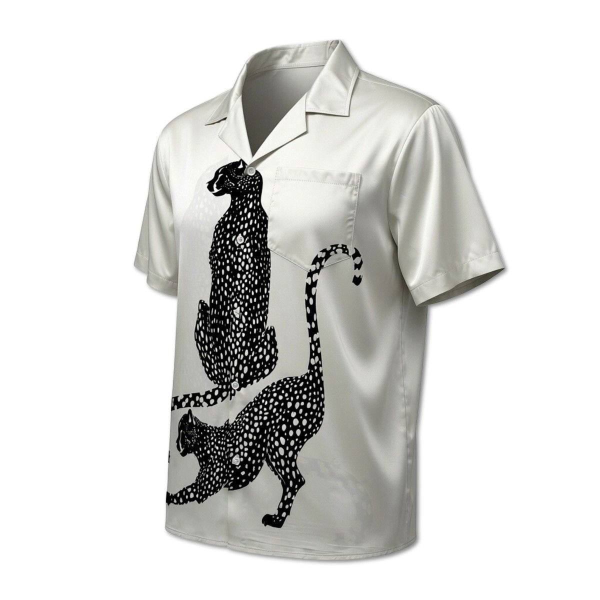 Retro Satin Cuban Collar Mens Short-Sleeve Shirt