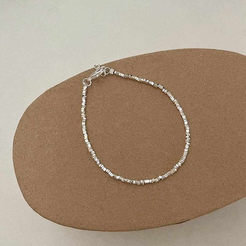 Minimalist Broken Silver Patchwork Highlight Pearl Bracelet
